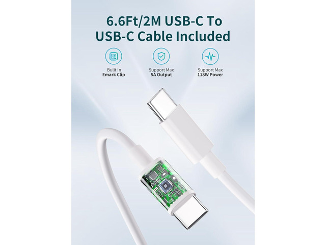 Chargeur 118W SiliconV Pour MacBook Air/Pro M1-M4 - Câble USB-C Tressé 2,1m - Compatible 2021-2024