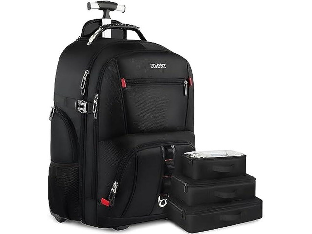 NeweggBusiness - ZOMFELT Rolling Backpack, Travel Backpack 
