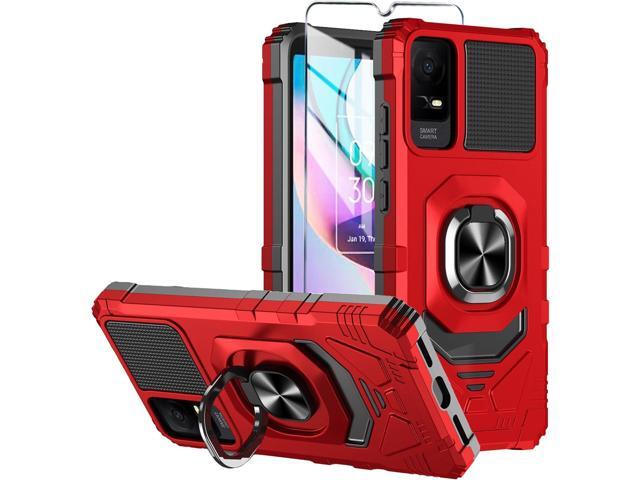 NeweggBusiness - for TCL ION X/TCL ION V/TCL 40Z T607DL Case with Tempered Glass Screen Protector,Military Grade Heavy Duty Shockproof Protective Cover,with Ring Kickstand Full-Body Protective (Red) NeweggBusiness - for TCL ION X/TCL ION V/TCL 40Z T607DL Case with Tempered Glass Screen Protector,Military Grade Heavy Duty Shockproof Protective Cover,with Ring Kickstand Full-Body Protective (Red)