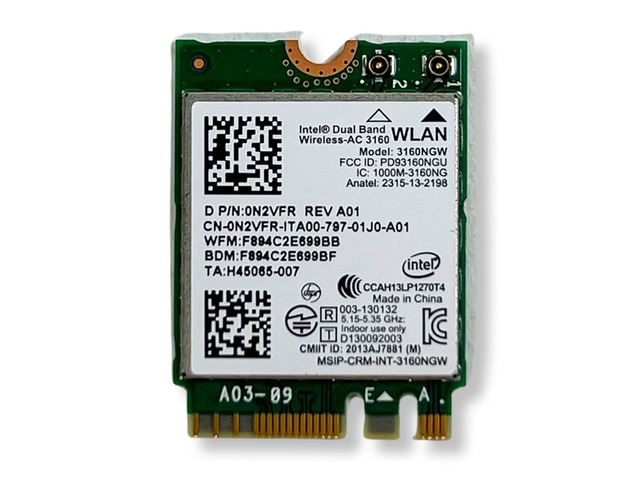 Intel Dual Band Wireless-AC 3160 WiFi Card With Bluetooth 4.0 - Mini PCIe, For Dell Inspiron/Vostro Laptops (Refurbished)