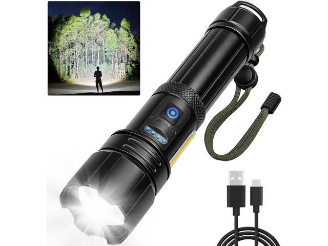 brightest rechargeable flashlight on the market PFSN professioner Powerful Waterproof Searchlight with P50 LED 6000 Lumen Tactical Flashlight Super Bright Torch Best for Hiking Hunting Camping Outdoor Sport 000 lumens Rechargeable Flashlights High Lumens, 990,000