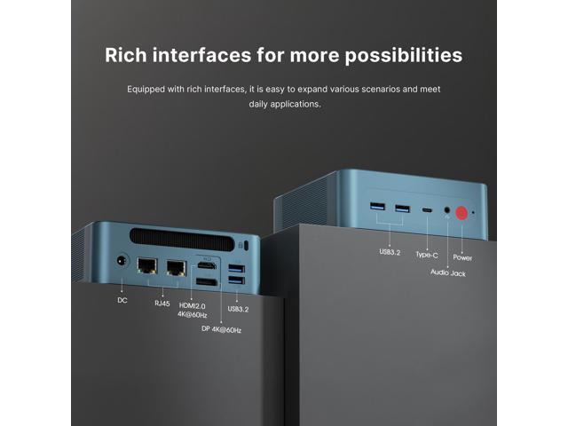 NeweggBusiness - BOSGAME P2 Mini PC Windows 11 Pro, 12th Intel i7