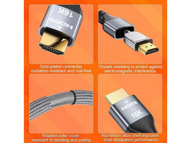 YIWENTEC 16K 10K 8K HDMI 2.2 Cable Real UHD HDR 96Gbps 16K@60Hz 8k @240hz 4K @480Hz Support HDCP 3D HDMI Cable For PS4 SetTop Box HDTVs Projectors (1M