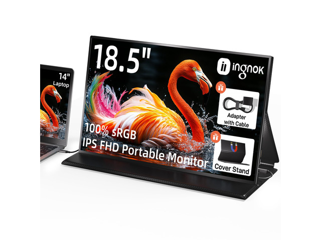 NeweggBusiness - INGNOK Portable Monitor, 18.5 Inch FHD 1080P 100