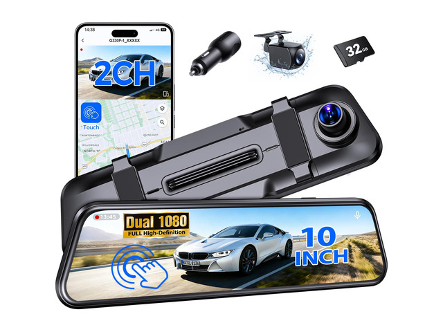 NeweggBusiness - Mirror Dash Cam,Rear View Mirror Camera,10