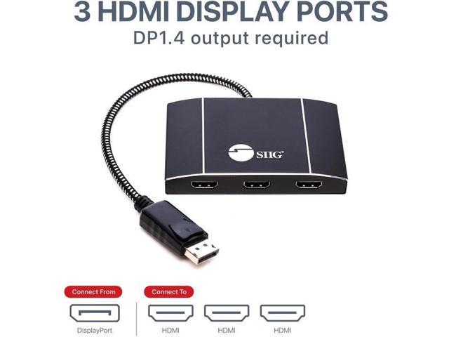 NeweggBusiness - Triple 4K DisplayPort 1.4 to HDMI MST Hub Splitter - 3 Port - 32.4Gbps Bandwidth - Supports 4K HDR HDCP 2.2