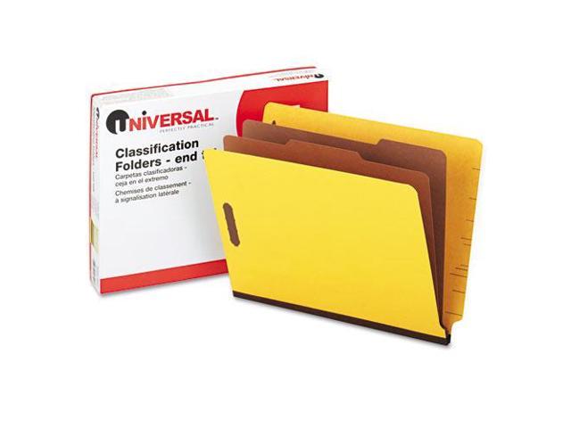 Universal Pressboard End Tab Classification Folders, Letter, Six-Section, Yellow, 10/Box