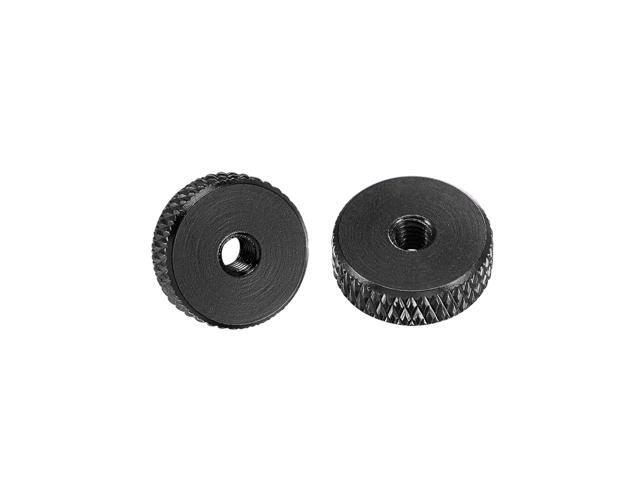 Flat Knurled Nut - M3 x 12mm x 4mm Thumb Nuts Lock Adjusting Nuts Aluminum Alloy Black 10Pcs