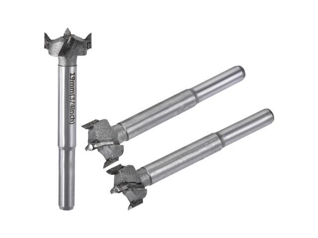 Forstner Wood Boring Drill Bits 17mm 18mm 19mm Dia Hole Saw Carbide Alloy Steel Tip Round Shank Cutting for Hinge Plywood Wood Tool 3in1 Set