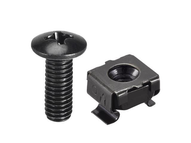 M6 x 19mm Cage Nuts and Screws Carbon Steel for Rack Mount Server Shelve Cabinet Set of 50