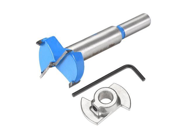 Forstner Wood Boring Drill Bit 30mm Dia Hole Saw Carbide Alloy Steel Tip Round Shank Cutting for Hinge Plywood Wood Tool Blue 1Set