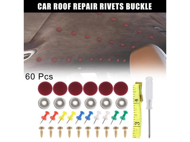 60pcs Car Roof Repair Rivets Universal Headliner Button Buckle for Interior Ceiling Fixing Lint Wine Red