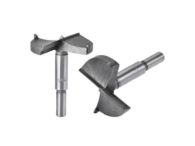 Forstner Wood Boring Drill Bits 55mm 60mm Dia Hole Saw Carbide Alloy Steel Tip Round Shank Cutting for Hinge Plywood Wood Tool 2in1 Set