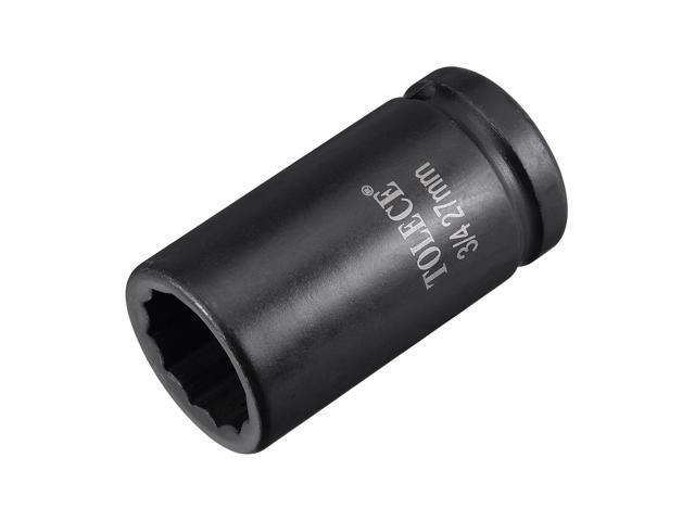 3/4-Inch Drive 27mm 12-Point Deep Impact Socket CR-MO Steel 78mm Length Metric Sizes