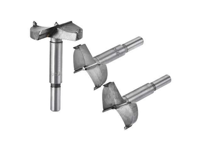 Forstner Wood Boring Drill Bits 45mm 48mm 50mm Dia Hole Saw Carbide Alloy Steel Tip Round Shank Cutting for Hinge Plywood Wood Tool 3in1 Set