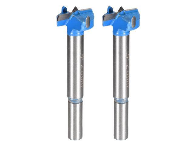 Forstner Wood Boring Drill Bit 21mm Dia Hole Saw Carbide Alloy Tip Steel Round Shank Cutting for Woodworking Blue 2Pcs