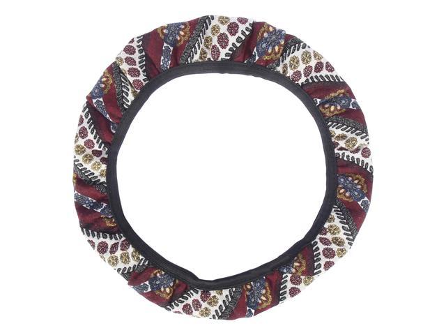 37-38cm 15 Inch Universal Car Steering Wheel Cover with Multicolor Printing Flower Pattern