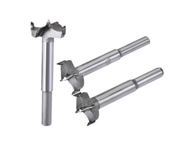 Forstner Wood Boring Drill Bits 24mm 25mm 26mm Dia Hole Saw Carbide Alloy Steel Tip Round Shank Cutting for Hinge Plywood Wood Tool 3in1 Set