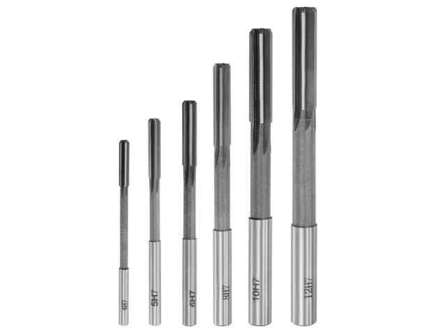 Chucking Reamer Set Lathe Machine Reamer Straight Flute Milling Cutter High Speed Steel H7 Tolerance (4mm 5mm 6mm 8mm 10mm 12mm) 6pcs
