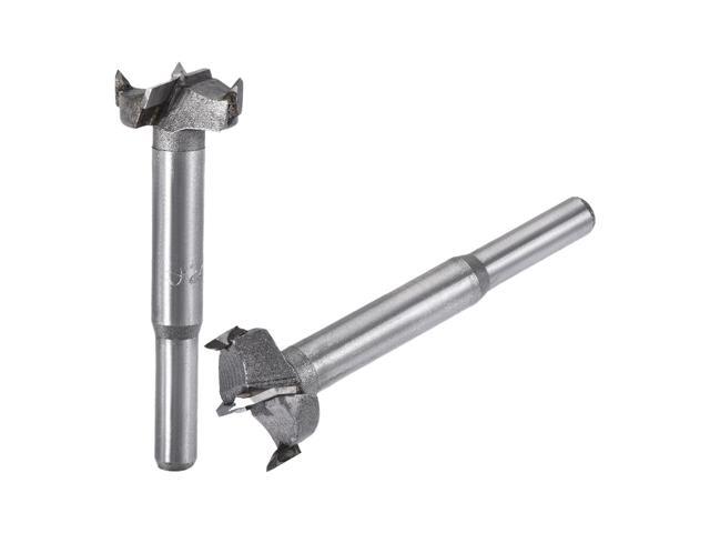 Forstner Wood Boring Drill Bits 23mm 24mm Dia Hole Saw Carbide Alloy Steel Tip Round Shank Cutting for Hinge Plywood Wood Tool 2in1 Set