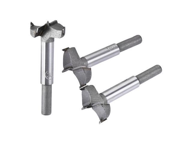 Forstner Wood Boring Drill Bits 30mm 32mm 35mm Dia Hole Saw Carbide Alloy Steel Tip Round Shank Cutting for Hinge Plywood Wood Tool 3in1 Set
