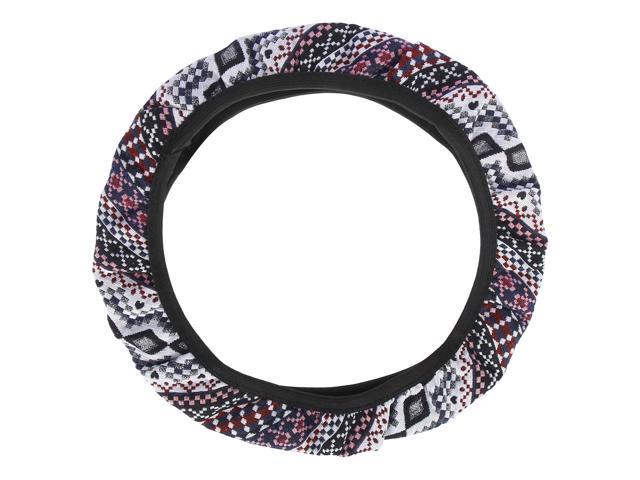 37-38cm 15 Inch Universal Car Steering Wheel Cover with Multicolor Printing Square Pattern