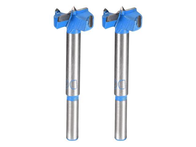 Forstner Wood Boring Drill Bit 24mm Dia Hole Saw Carbide Alloy Tip Steel Round Shank Cutting for Woodworking Blue 2Pcs