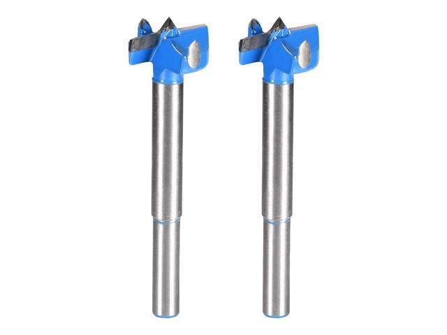 Forstner Wood Boring Drill Bit 22mm Dia Hole Saw Carbide Alloy Tip Steel Round Shank Cutting for Woodworking Blue 2Pcs