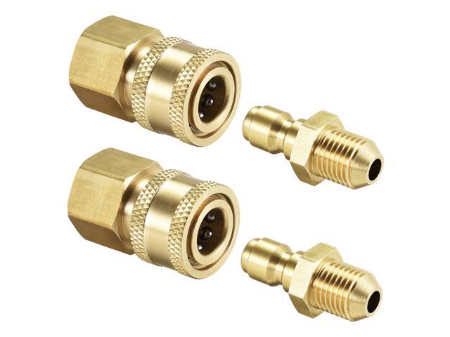 Garden Hose Brass Quick Connectors Set Fittings M14x15 Male & M18x15 Female Thread Water Hose Connectors Pressure Washer Adapter Quick Disconnect
