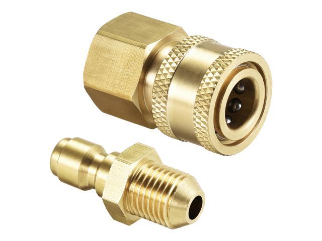 Garden Hose Brass Quick Connectors Set Fittings M14x15 Male & M18x15 Female Thread Water Hose Connectors Pressure Washer Adapter Quick Disconnect