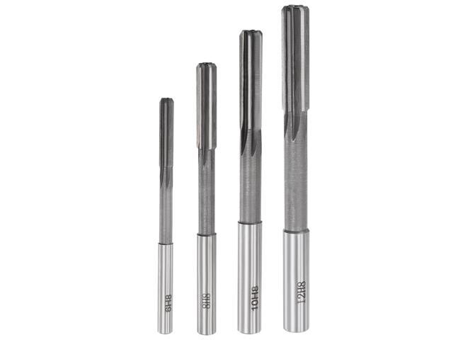 Chucking Reamer Set Lathe Machine Reamer Straight Flute Milling Cutter High Speed Steel H8 Tolerance (6mm 8mm 10mm 12mm) 4pcs