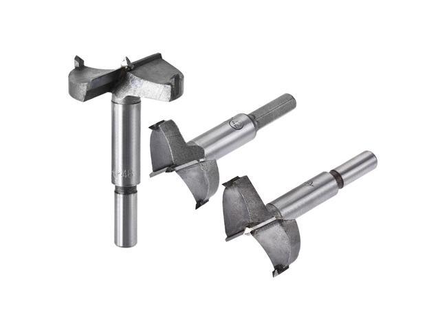 Forstner Wood Boring Drill Bits 42mm 45mm 48mm Dia Hole Saw Carbide Alloy Steel Tip Round Shank Cutting for Hinge Plywood Wood Tool 3in1 Set