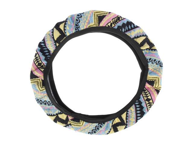 37-38cm 15 Inch Universal Car Steering Wheel Cover with Multicolor Printing Wave Pattern