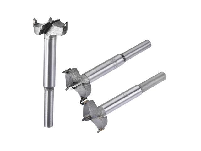Forstner Wood Boring Drill Bits 25mm 26mm 27mm Dia Hole Saw Carbide Alloy Steel Tip Round Shank Cutting for Hinge Plywood Wood Tool 3in1 Set