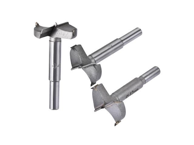 Forstner Wood Boring Drill Bits 38mm 40mm 42mm Dia Hole Saw Carbide Alloy Steel Tip Round Shank Cutting for Hinge Plywood Wood Tool 3in1 Set