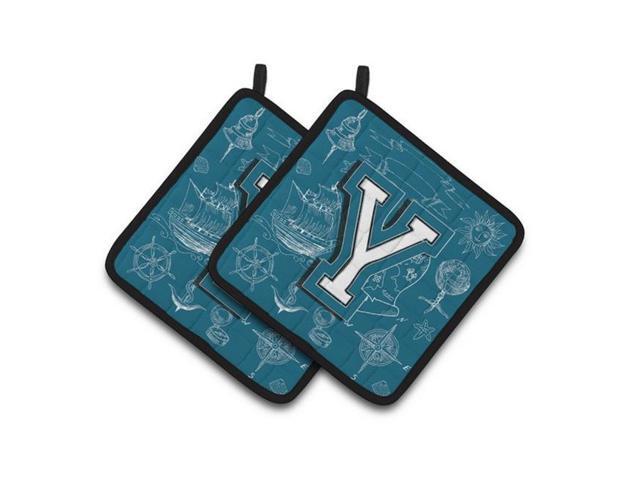 Carolines Treasures CJ2014-YPTHD Letter Y Sea Doodles Initial Alphabet Pair of Pot Holders 75 x 3 x 75 in