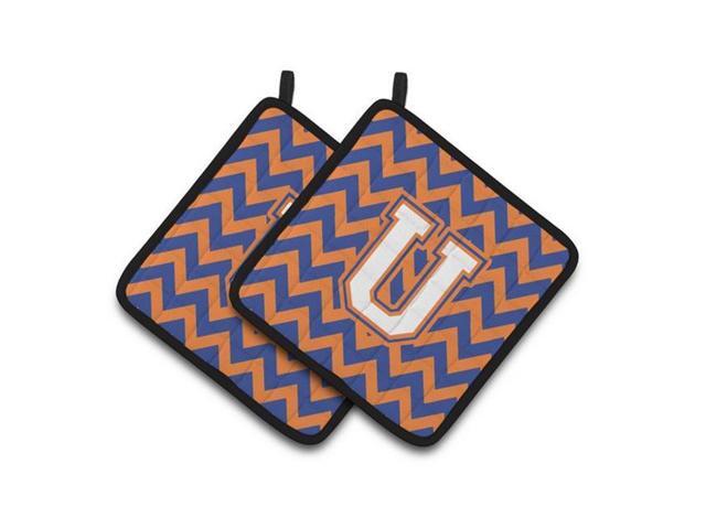 Carolines Treasures CJ1060-UPTHD Letter U Chevron Blue & Orange No 3 Pair of Pot Holders 75 x 3 x 75 in