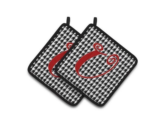 Carolines Treasures CJ1035-UPTHD Monogram Initial U Houndstooth Black Pair of Pot Holders 75 x 3 x 75 in