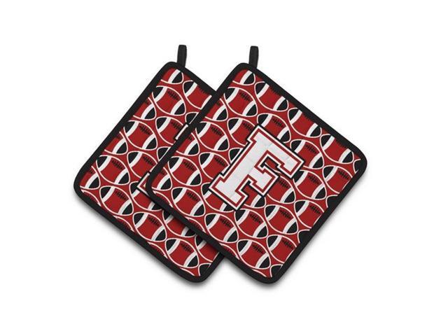Carolines Treasures CJ1082-FPTHD Letter F Football Cardinal & White Pair of Pot Holders 75 x 3 x 75 in