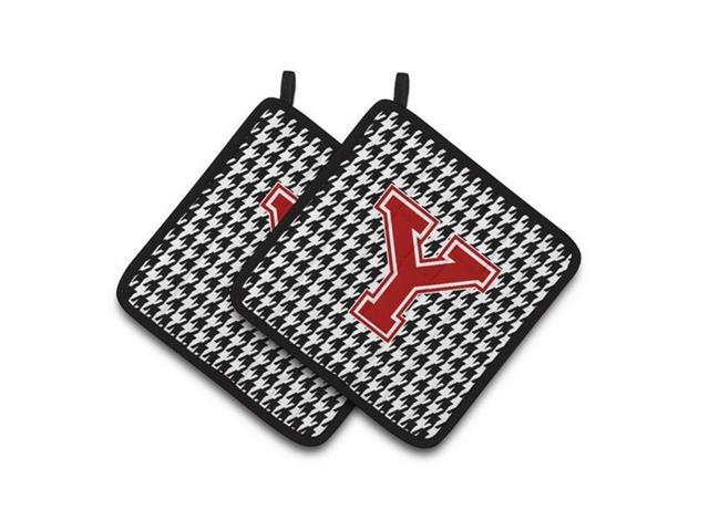 Carolines Treasures CJ1021-YPTHD Letter Y Monogram - Houndstooth Black Pair of Pot Holders 75 x 3 x 75 in