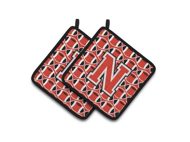 Carolines Treasures CJ1067-NPTHD Letter N Football Scarlet & Grey Pair of Pot Holders 75 x 3 x 75 in