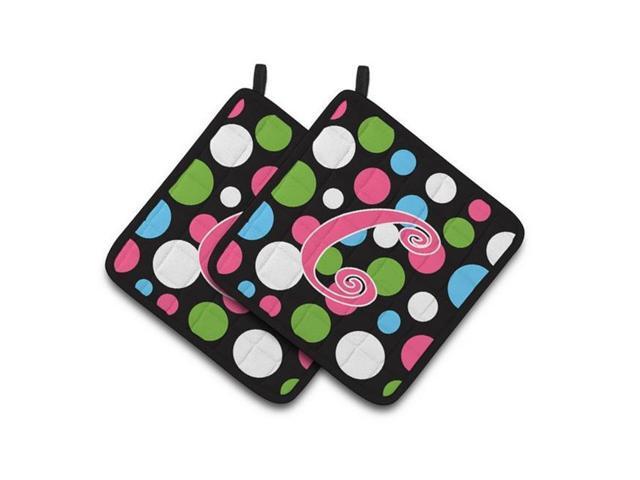 Carolines Treasures CJ1038-CPTHD Monogram Initial C Polkadots & Pink Pair of Pot Holders 75 x 3 x 75 in