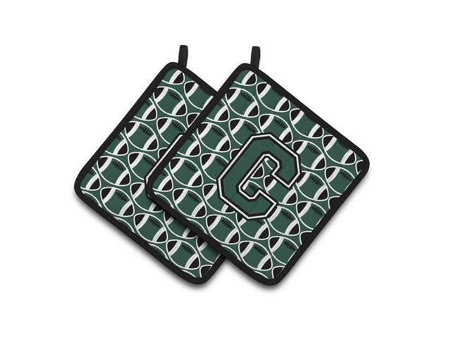 Carolines Treasures CJ1071-CPTHD Letter C Football Green & White Pair of Pot Holders 75 x 3 x 75 in