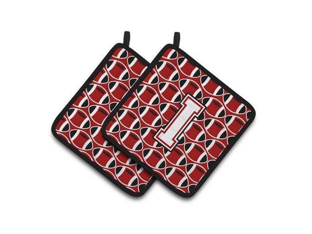 Carolines Treasures CJ1082-IPTHD Letter I Football Cardinal & White Pair of Pot Holders 75 x 3 x 75 in