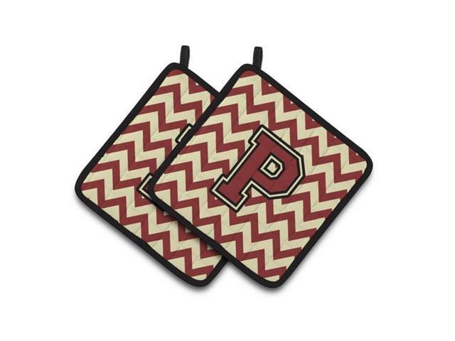Carolines Treasures CJ1061-PPTHD Letter P Chevron Maroon & Gold Pair of Pot Holders 75 x 3 x 75 in