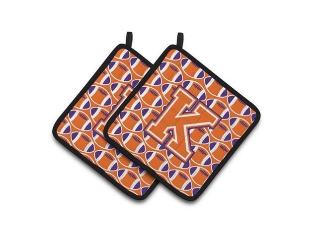 Carolines Treasures CJ1072-KPTHD Letter K Football Orange White & Regalia Pair of Pot Holders 75 x 3 x 75 in