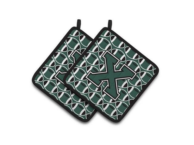 Carolines Treasures CJ1071-XPTHD Letter X Football Green & White Pair of Pot Holders 75 x 3 x 75 in