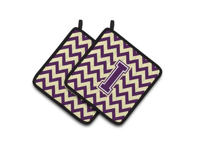 Carolines Treasures CJ1058-IPTHD Letter I Chevron Purple & Gold Pair of Pot Holders 75 x 3 x 75 in