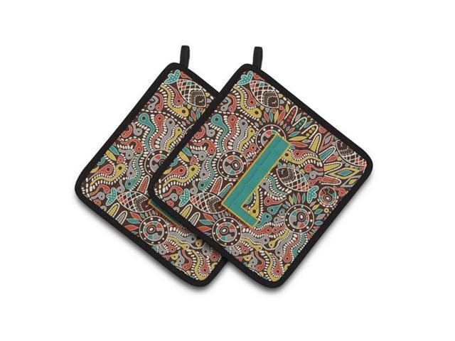 Carolines Treasures CJ2013-LPTHD Letter L Retro Tribal Alphabet Initial Pair of Pot Holders 75 x 3 x 75 in