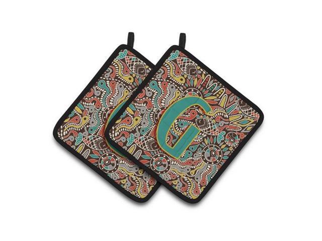 Carolines Treasures CJ2013-GPTHD Letter G Retro Tribal Alphabet Initial Pair of Pot Holders 75 x 3 x 75 in